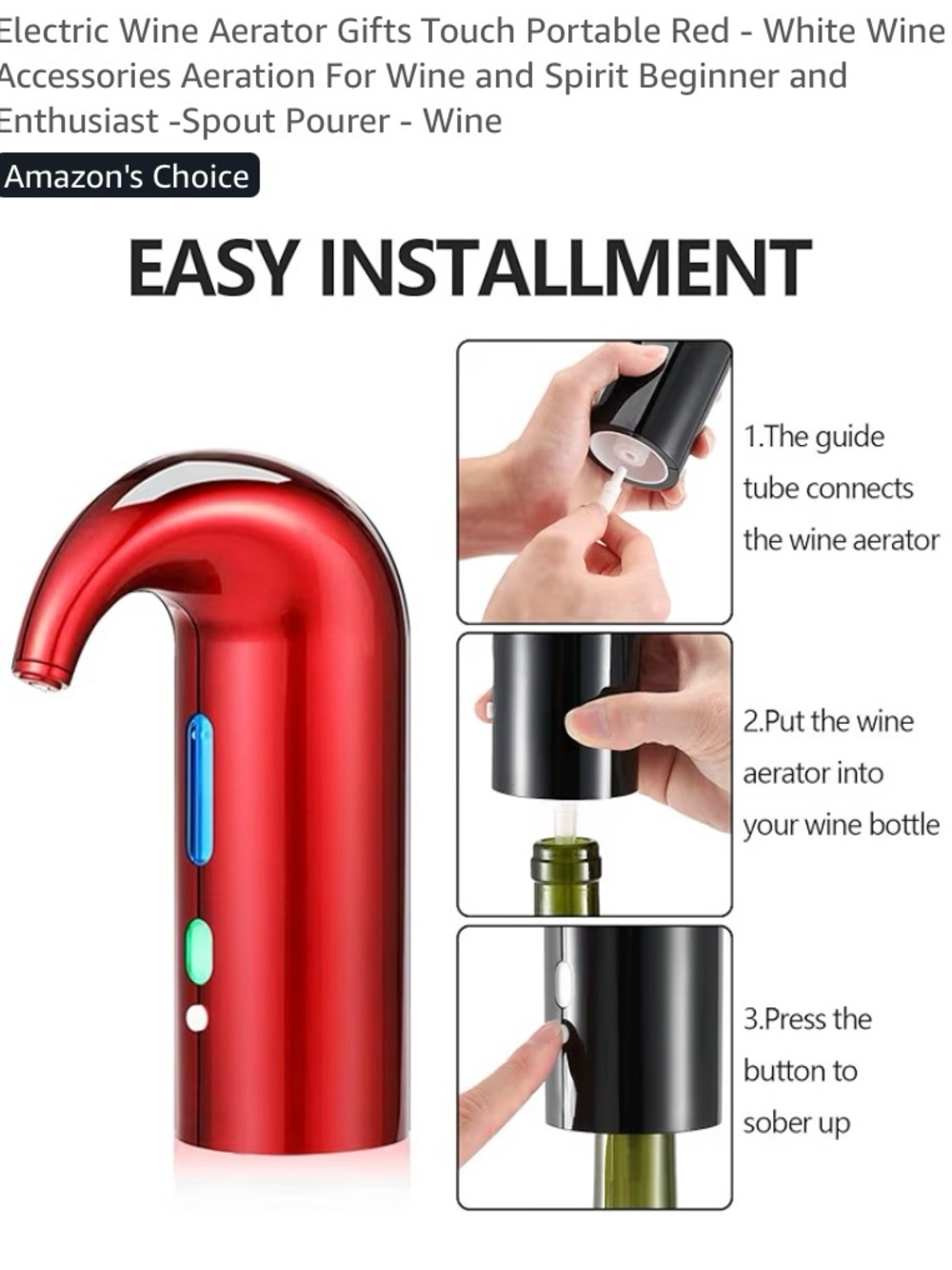 Electric Wine Aerator Pourer - Red